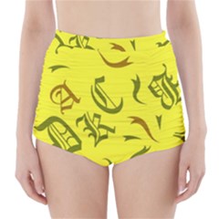 Abstract Pattern Geometric Backgrounds   High-waisted Bikini Bottoms by Eskimos