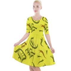 Abstract Pattern Geometric Backgrounds   Quarter Sleeve A-line Dress by Eskimos