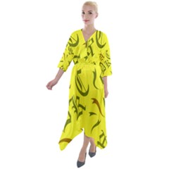 Abstract Pattern Geometric Backgrounds   Quarter Sleeve Wrap Front Maxi Dress by Eskimos