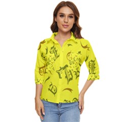 Abstract Pattern Geometric Backgrounds   Women s Quarter Sleeve Pocket Shirt