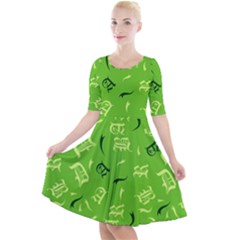 Abstract Pattern Geometric Backgrounds   Quarter Sleeve A-line Dress by Eskimos