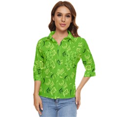 Abstract Pattern Geometric Backgrounds   Women s Quarter Sleeve Pocket Shirt