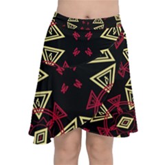 Abstract Pattern Geometric Backgrounds   Chiffon Wrap Front Skirt by Eskimos