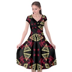 Abstract Pattern Geometric Backgrounds   Cap Sleeve Wrap Front Dress by Eskimos