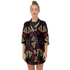 Abstract Pattern Geometric Backgrounds   Half Sleeve Chiffon Kimono by Eskimos