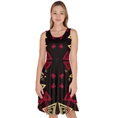 Abstract Pattern Geometric Backgrounds   Knee Length Skater Dress With Pockets by Eskimos