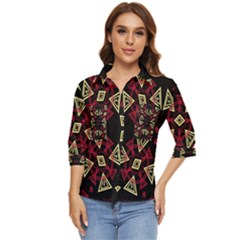 Abstract Pattern Geometric Backgrounds   Women s Quarter Sleeve Pocket Shirt