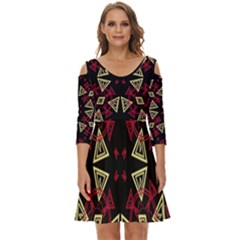 Abstract Pattern Geometric Backgrounds   Shoulder Cut Out Zip Up Dress