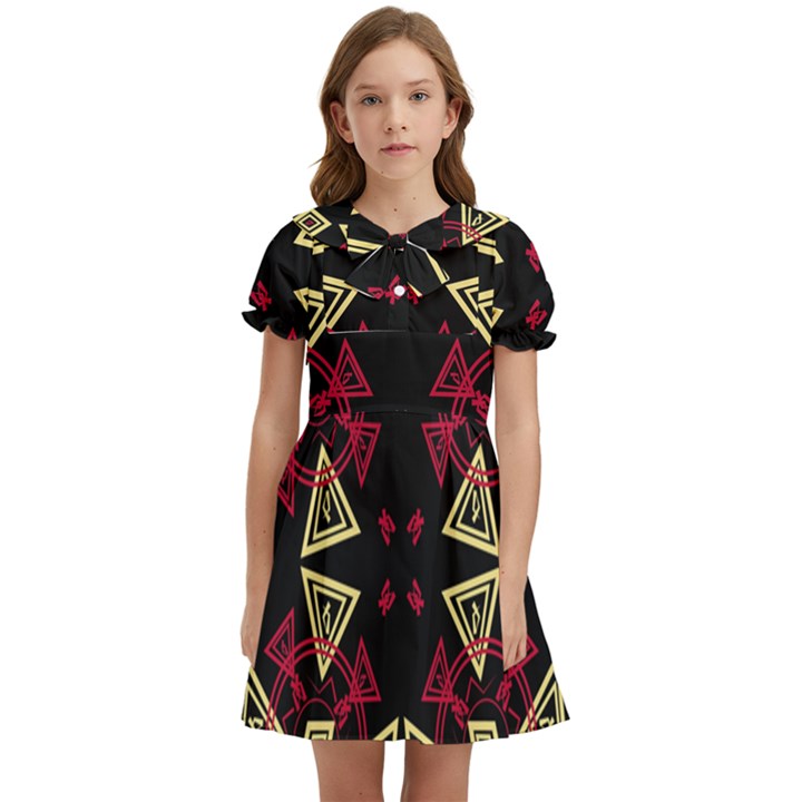 Abstract pattern geometric backgrounds   Kids  Bow Tie Puff Sleeve Dress