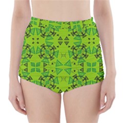 Abstract Pattern Geometric Backgrounds   High-waisted Bikini Bottoms by Eskimos