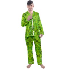 Abstract Pattern Geometric Backgrounds   Men s Long Sleeve Satin Pajamas Set by Eskimos