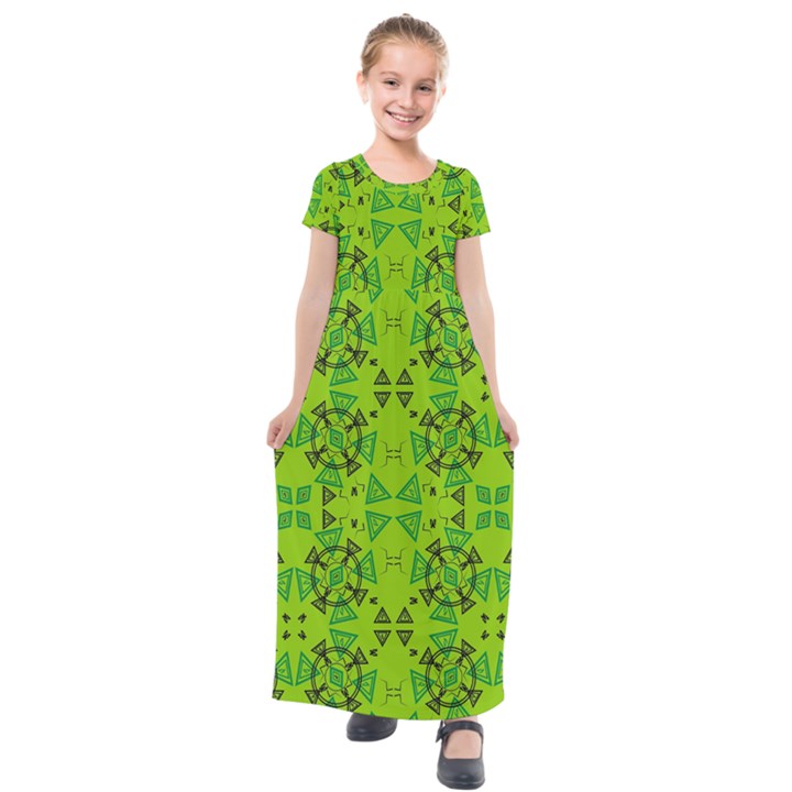 Abstract pattern geometric backgrounds   Kids  Short Sleeve Maxi Dress