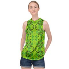 Abstract Pattern Geometric Backgrounds   High Neck Satin Top by Eskimos