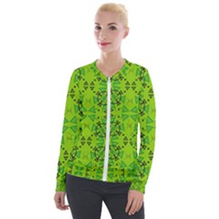 Abstract Pattern Geometric Backgrounds   Velvet Zip Up Jacket by Eskimos