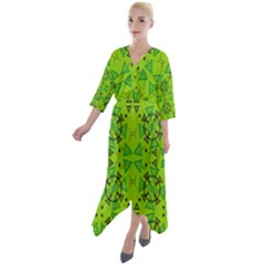 Abstract Pattern Geometric Backgrounds   Quarter Sleeve Wrap Front Maxi Dress by Eskimos