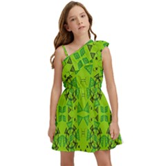 Abstract Pattern Geometric Backgrounds   Kids  One Shoulder Party Dress