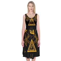 Abstract Pattern Geometric Backgrounds   Midi Sleeveless Dress by Eskimos