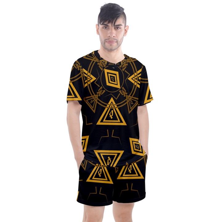 Abstract pattern geometric backgrounds   Men s Mesh Tee and Shorts Set