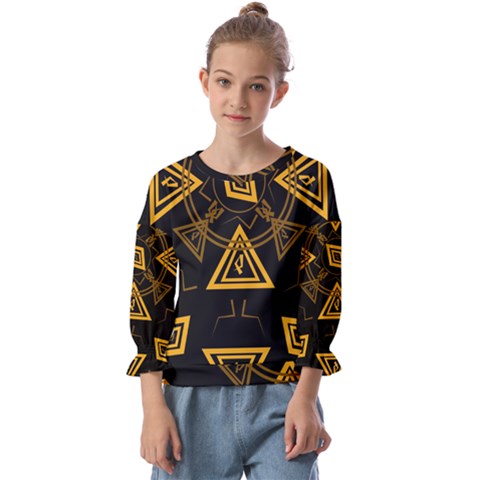 Abstract Pattern Geometric Backgrounds   Kids  Cuff Sleeve Top by Eskimos