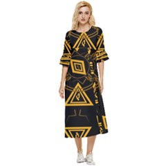 Abstract Pattern Geometric Backgrounds   Double Cuff Midi Dress