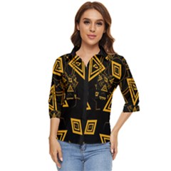 Abstract Pattern Geometric Backgrounds   Women s Quarter Sleeve Pocket Shirt