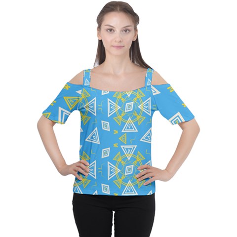 Abstract Pattern Geometric Backgrounds   Cutout Shoulder Tee by Eskimos