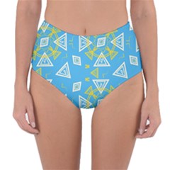 Abstract Pattern Geometric Backgrounds   Reversible High-waist Bikini Bottoms by Eskimos