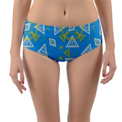 Abstract Pattern Geometric Backgrounds   Reversible Mid-waist Bikini Bottoms by Eskimos