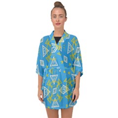 Abstract Pattern Geometric Backgrounds   Half Sleeve Chiffon Kimono by Eskimos