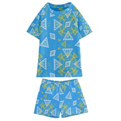 Abstract Pattern Geometric Backgrounds   Kids  Swim Tee And Shorts Set by Eskimos