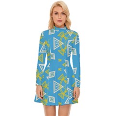 Abstract Pattern Geometric Backgrounds   Long Sleeve Velour Longline Dress