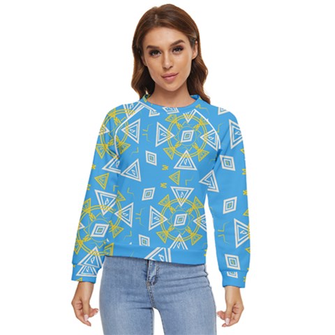 Abstract Pattern Geometric Backgrounds   Women s Long Sleeve Raglan Tee by Eskimos