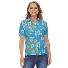 Abstract Pattern Geometric Backgrounds   Women s Short Sleeve Double Pocket Shirt