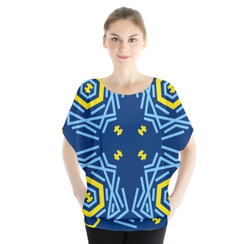 Abstract Pattern Geometric Backgrounds   Batwing Chiffon Blouse by Eskimos