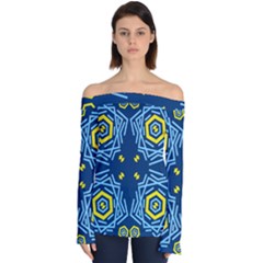 Abstract Pattern Geometric Backgrounds   Off Shoulder Long Sleeve Top by Eskimos