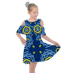 Abstract Pattern Geometric Backgrounds   Kids  Shoulder Cutout Chiffon Dress by Eskimos