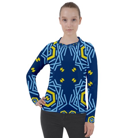 Abstract Pattern Geometric Backgrounds   Women s Pique Long Sleeve Tee by Eskimos