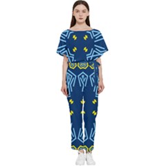 Abstract Pattern Geometric Backgrounds   Batwing Lightweight Chiffon Jumpsuit by Eskimos