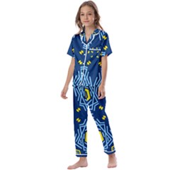 Abstract Pattern Geometric Backgrounds   Kids  Satin Short Sleeve Pajamas Set by Eskimos