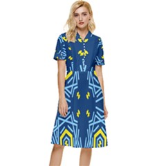 Abstract Pattern Geometric Backgrounds   Button Top Knee Length Dress