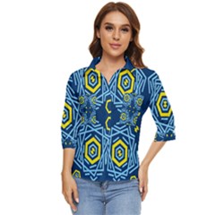 Abstract Pattern Geometric Backgrounds   Women s Quarter Sleeve Pocket Shirt