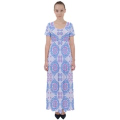 Abstract Pattern Geometric Backgrounds   High Waist Short Sleeve Maxi Dress by Eskimos