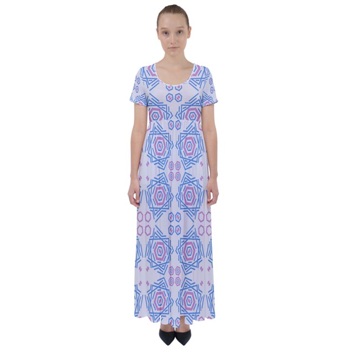 Abstract pattern geometric backgrounds   High Waist Short Sleeve Maxi Dress