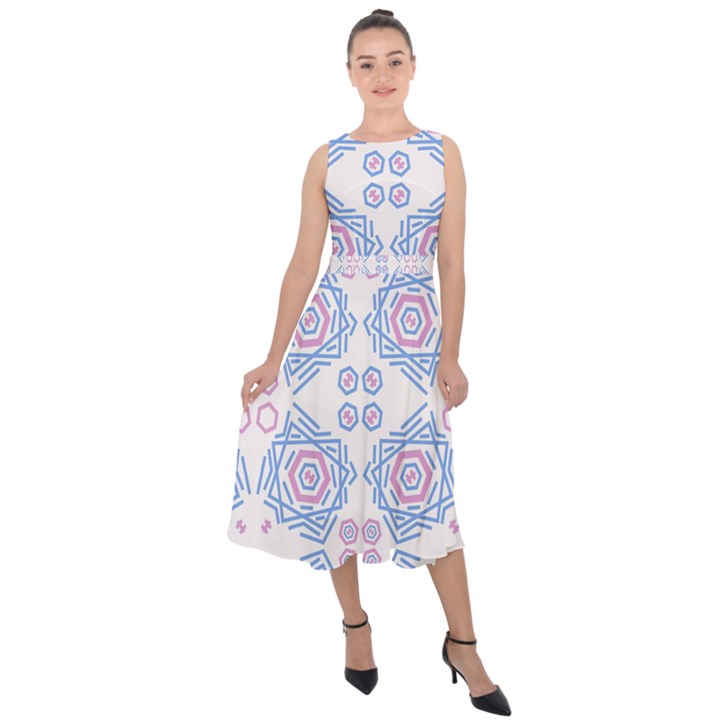 Abstract pattern geometric backgrounds   Midi Tie-Back Chiffon Dress