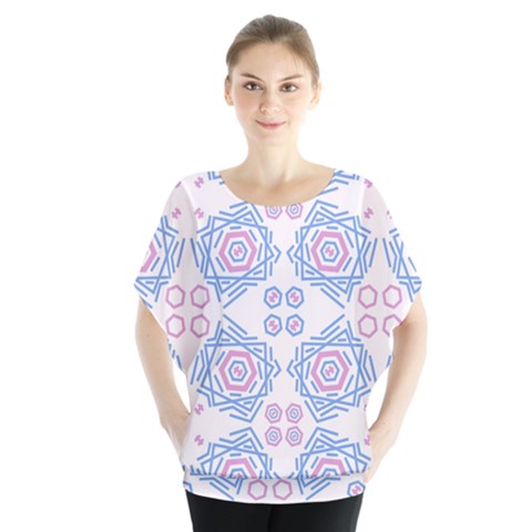 Abstract Pattern Geometric Backgrounds   Batwing Chiffon Blouse by Eskimos