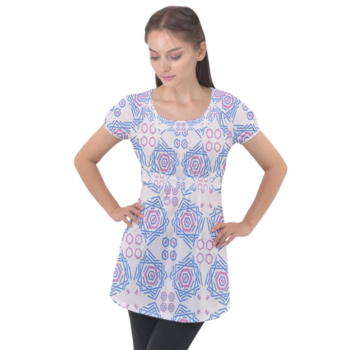 Abstract pattern geometric backgrounds   Puff Sleeve Tunic Top