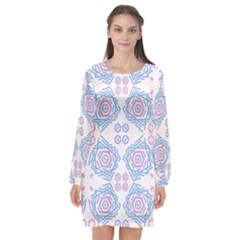 Abstract Pattern Geometric Backgrounds   Long Sleeve Chiffon Shift Dress  by Eskimos