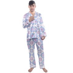 Abstract Pattern Geometric Backgrounds   Men s Long Sleeve Satin Pajamas Set by Eskimos