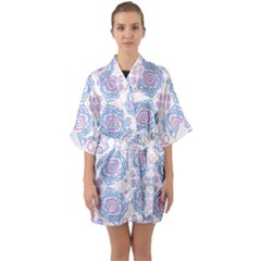 Abstract Pattern Geometric Backgrounds   Half Sleeve Satin Kimono  by Eskimos