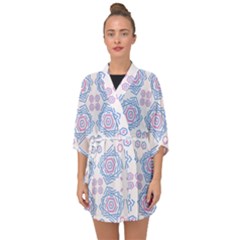 Abstract Pattern Geometric Backgrounds   Half Sleeve Chiffon Kimono by Eskimos